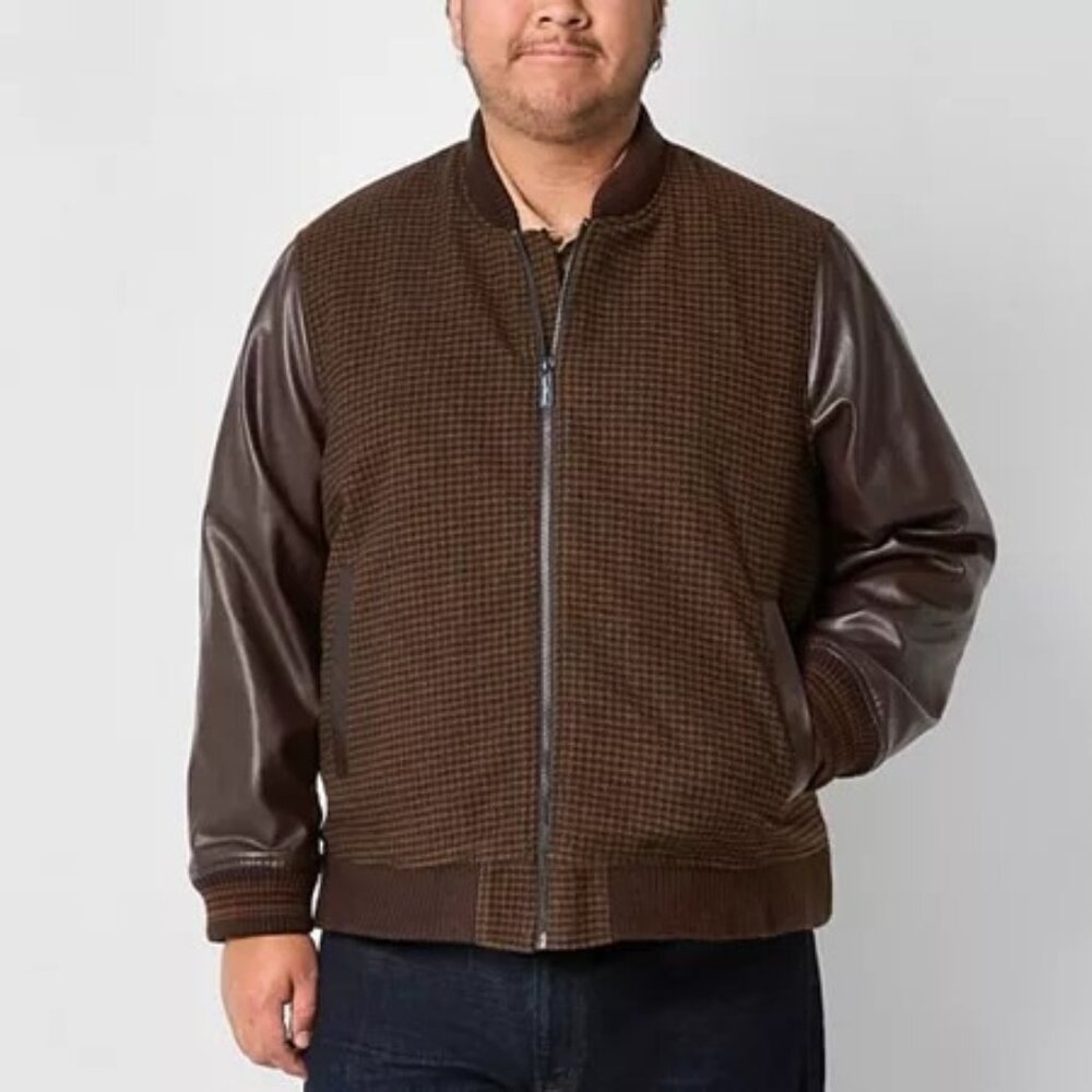 Shaquille O'Neal XLG Houndstooth Mens Big and Tall Varsity Jacket, X-large Tall,
